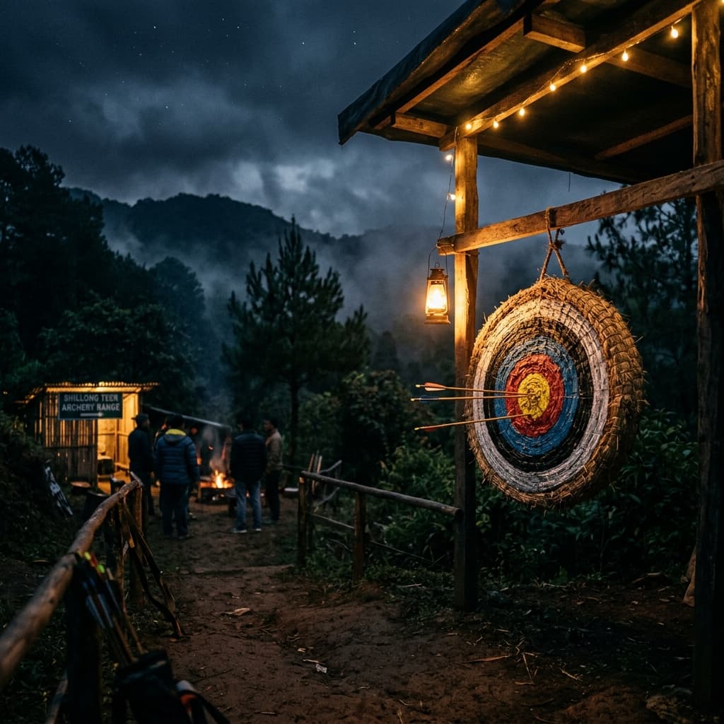 Sunday Night Teer Archery Ground illuminated at night