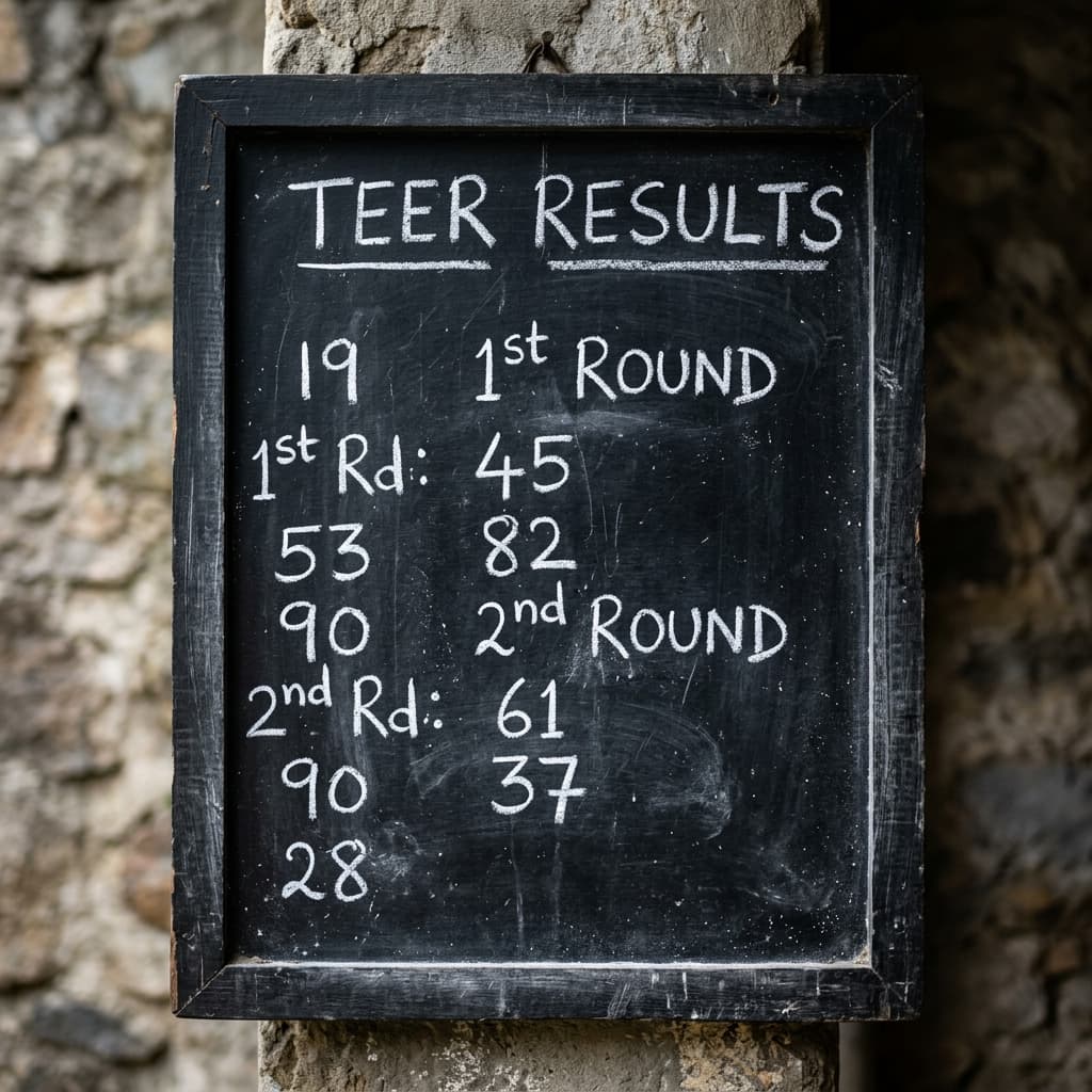 Official Board displaying Morning Teer Common Number